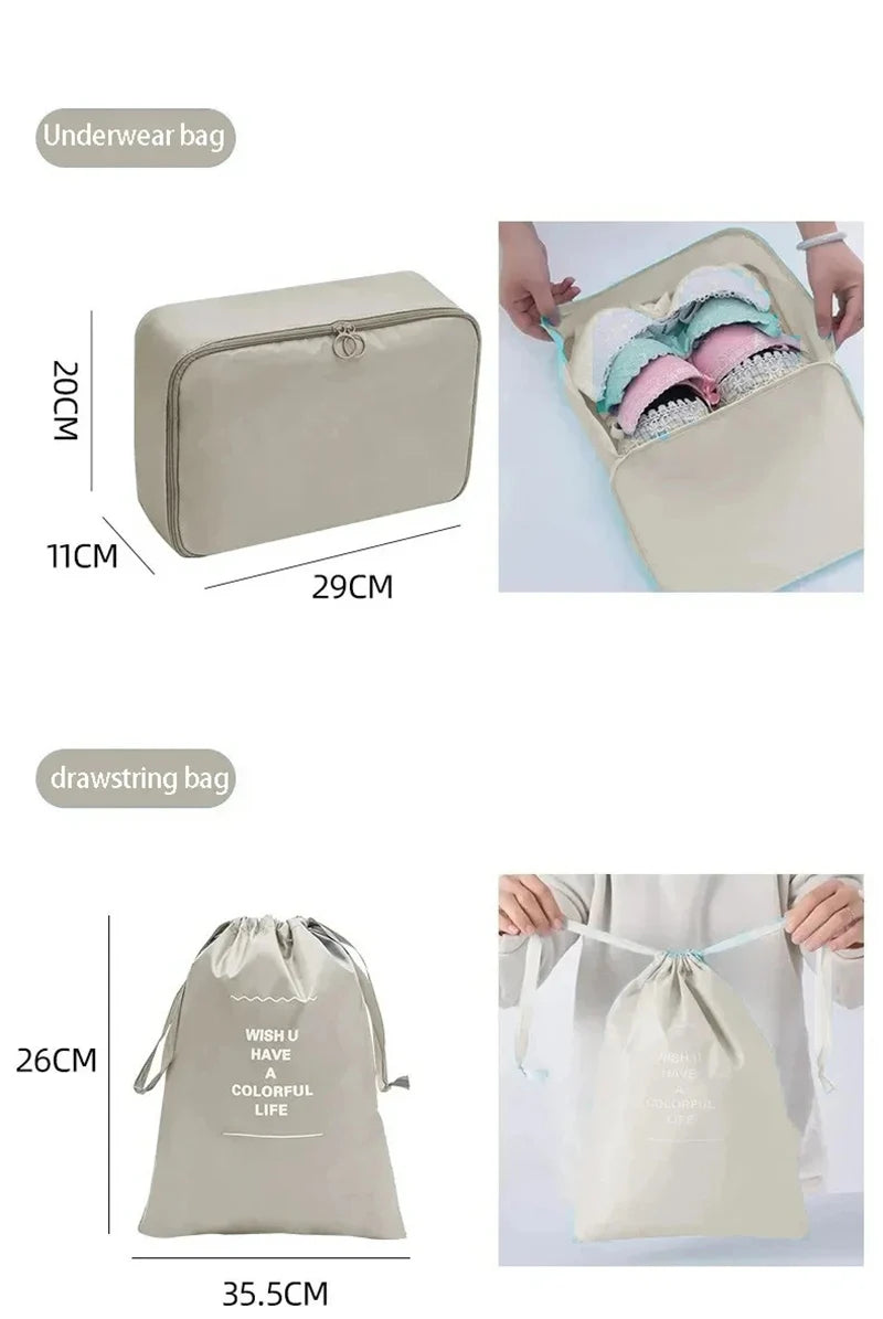 7/10 Piece Travel Organizers – Bags for Suitcases, Clothes, and Shoes
