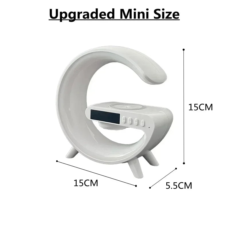 Multifunction LED Lamp with 15W Wireless Charging, Bluetooth Speaker, and Alarm Clock