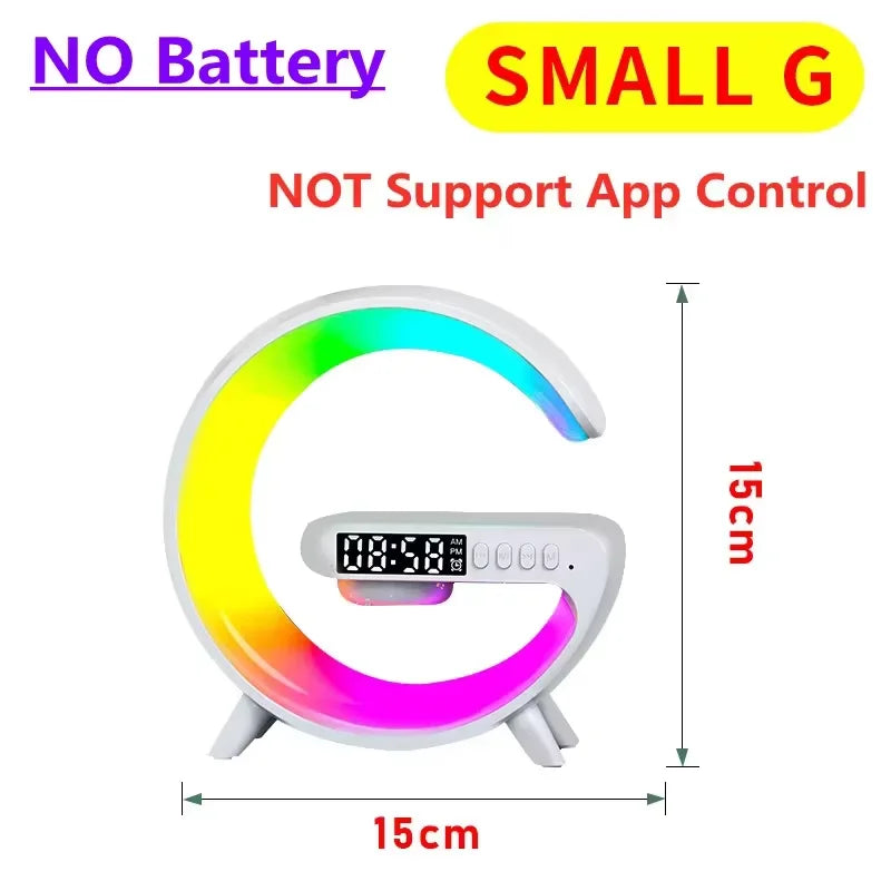 Multifunction LED Lamp with 15W Wireless Charging, Bluetooth Speaker, and Alarm Clock