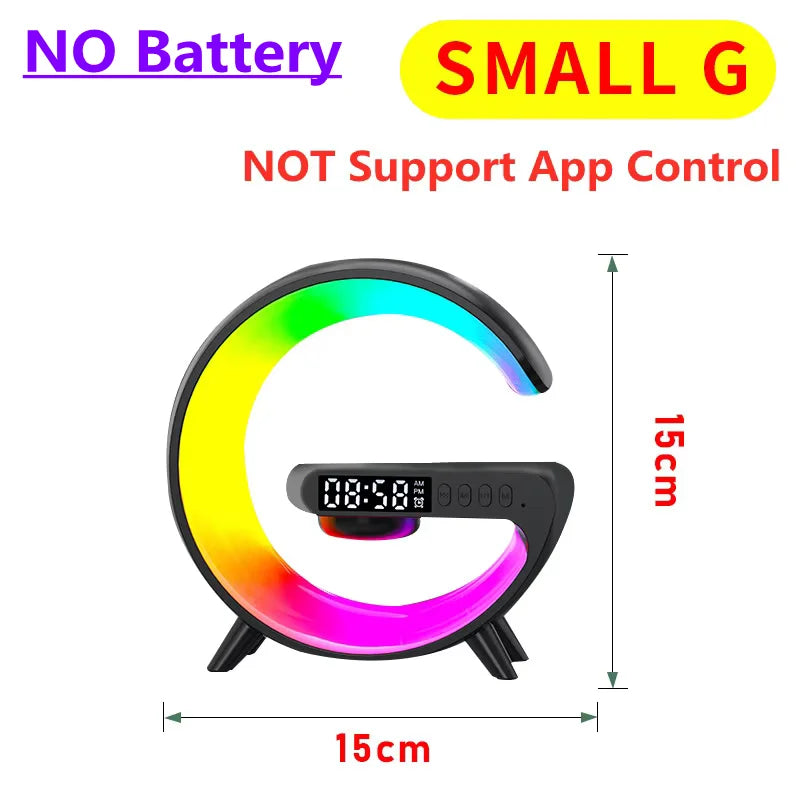 Multifunction LED Lamp with 15W Wireless Charging, Bluetooth Speaker, and Alarm Clock