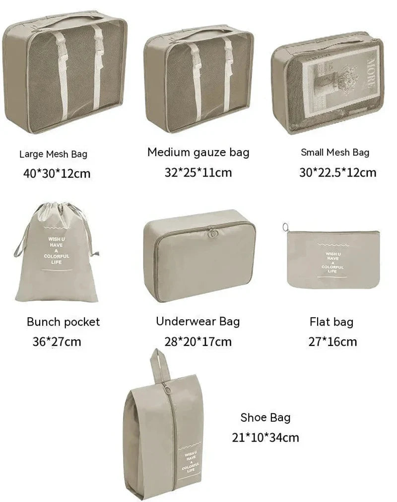 7/10 Piece Travel Organizers – Bags for Suitcases, Clothes, and Shoes