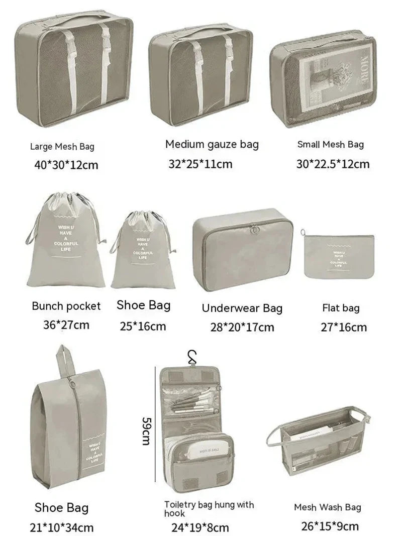 7/10 Piece Travel Organizers – Bags for Suitcases, Clothes, and Shoes