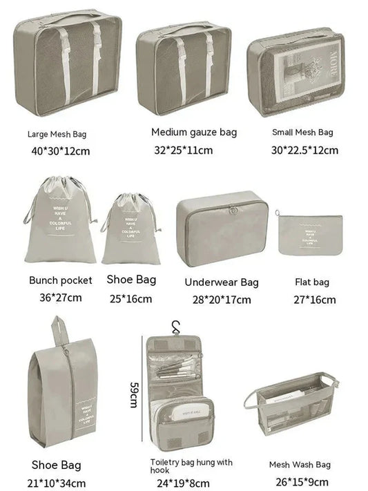7/10 Piece Travel Organizers – Bags for Suitcases, Clothes, and Shoes